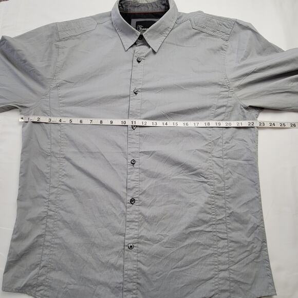 Tranquility Mayhem Long Sleeve Button Up Shirt Men's Size Large Gray Classic Top - Picture 5 of 10
